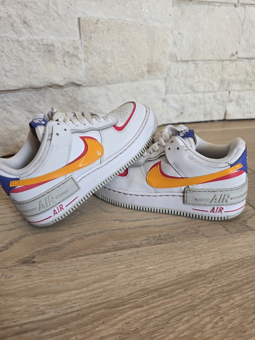 Nike Womens White Sneakers with Yellow & Pink & Purple Accents